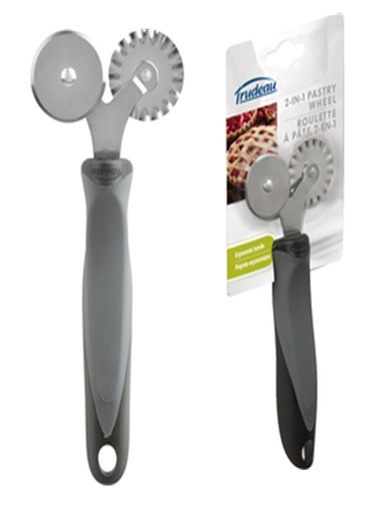 [27-072] Trudeau Stainless Steel Stress Less 2 In 1 Pastry Wheel / 9912069