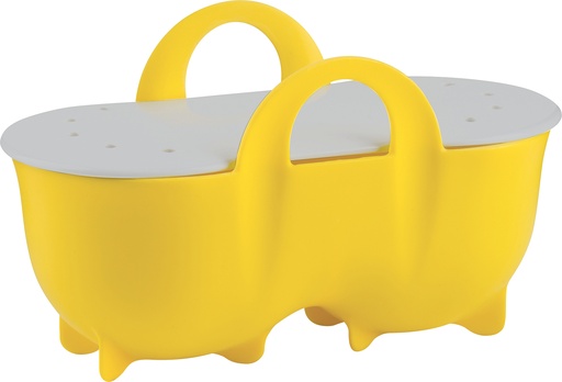 [27-119] Trudeau Plastic Double Egg Poacher with Lid / 9914032