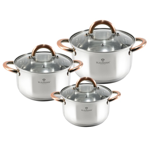 [BH-041] Blaumann Stainless Steel 6 Pieces Cookware Set Silver / BL-3247