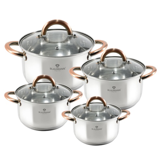 [BH-042] Blaumann Stainless Steel 8 Pieces Cookware Set Silver / BL-3248