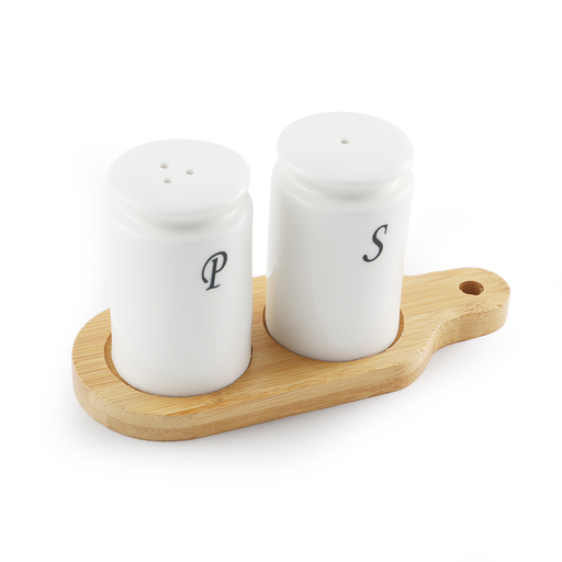 [Y13-853] Bamboo Porcelain Salt & Pepper Set 16.8 cm