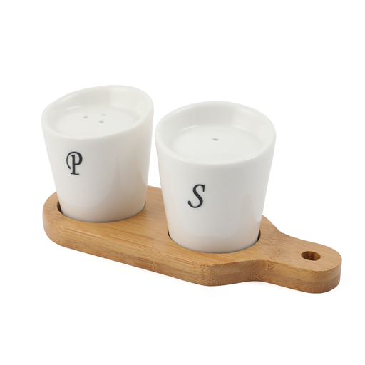 [Y13-854] Bamboo Porcelain Salt & Pepper Set 16.8 cm