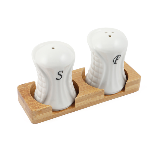 [Y13-855] Bamboo Porcelain Salt & Pepper Set 16.8 cm
