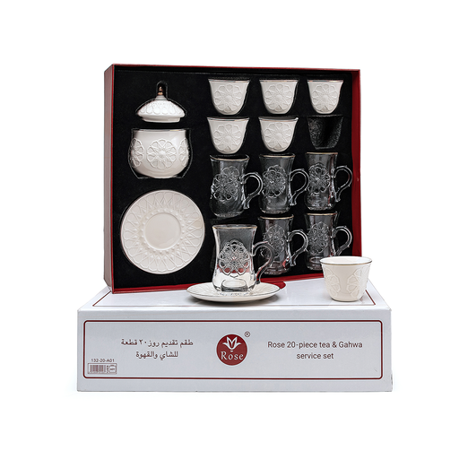 [RP-82973] Rose 132 Model 20 Pcs Tea & Coffe Sets White / 132-20-A01