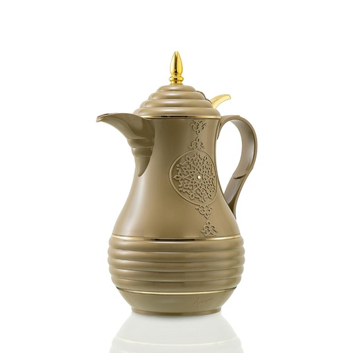 [RV-15124] قارورة قهوة أرتيفيرا مفرغه من الهواء سعة 1.0 لتر مع غطاء بزر ضغط، لون رمادي