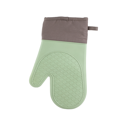 [01-229] Vague Silicone Oven Glove Green & Brown 29 cm x 18 cm