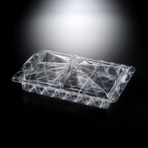 [02-1009W] طقم أكريلك لتقديم الحلويات مع 6 زبادي 34*50.5 سم - تصميم أبيض