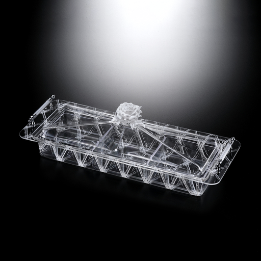 [02-1011W] Vague Acrylic Serving Set with 3 Bowls - White