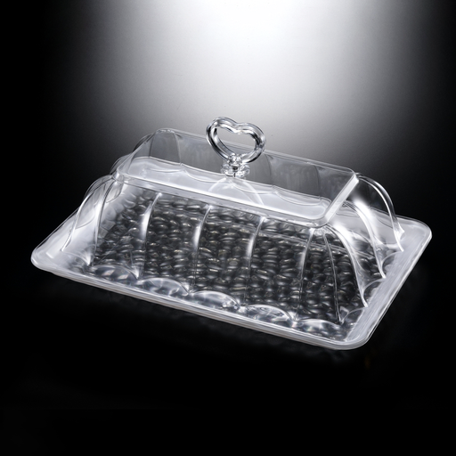 [02-1012W] Vague Acrylic Rectangular Serving Set - White