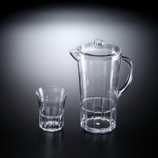 [02-1017] Vague Acrylic Jug Set with 6 Cups Transparent Taiwan