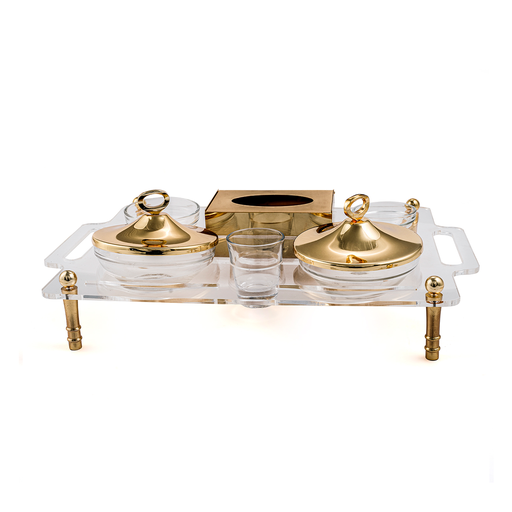 [02-1035] Vague 7 Pieces Golden Date Bowl Serving Set