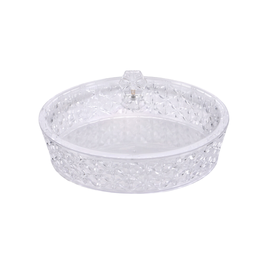 [02-1056] Vague Clear Round Acrylic Candy Box 25.5 cm x 25.5 cm Daisy Pattern