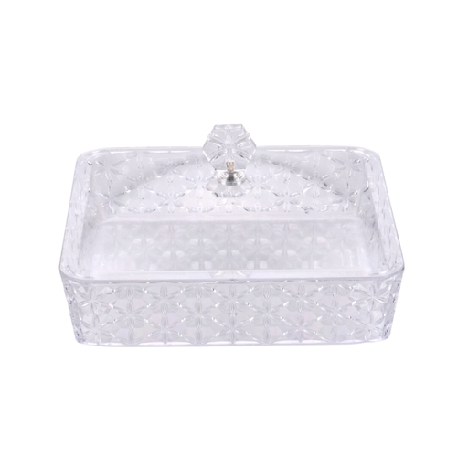 [02-1057] Vague Clear Square Acrylic Candy Box 22.2 cm x 22.2 cm Daisy Pattern