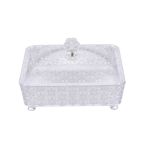 [02-1070] Vague Clear Square Acrylic Candy Box with Leg 27.2 cm x 27.2 cm Daisy Pattern