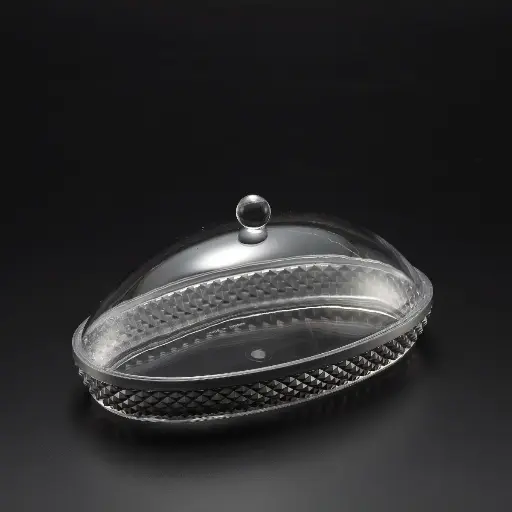 [02-216] Vague Acrylic Diamond Oval Dessert Set