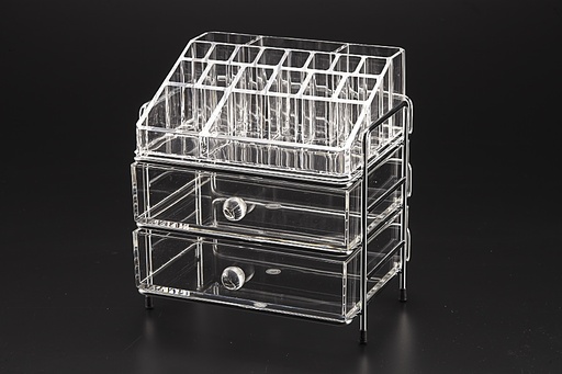 [02-254] Vague Medium Acrylic Cosmetic Jewelery Box 2 Drawer