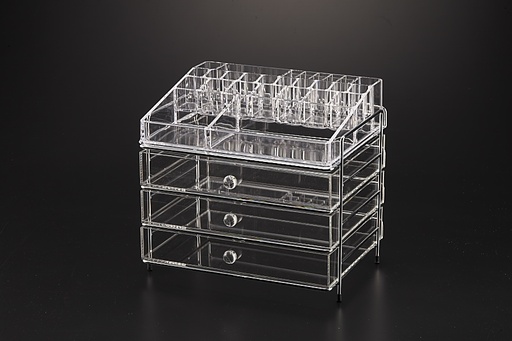 [02-257] Vague Large Acrylic Cosmetic Jewelery Box 3 Drawer