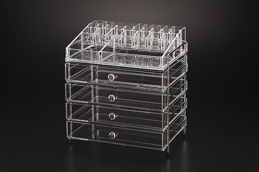 [02-258] Vague Large Acrylic Cosmetic Jewelery Box 4 Drawer