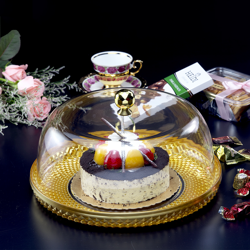 [02-308] Vague Acrylic Diamond Round Cake Set Gold 32.5 cm