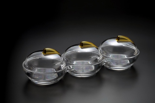 [02-342] Vague Acrylic Candy Bowls Set with Gold Cover