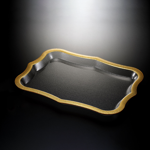 [02-730] Vague Acrylic Traditional Tray Golden Rim 50 cm