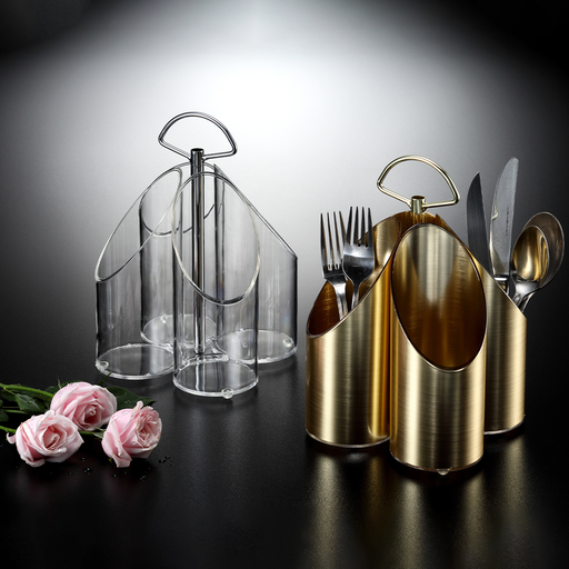 [02-760] Vague Acrylic Cutlery Holder Golden