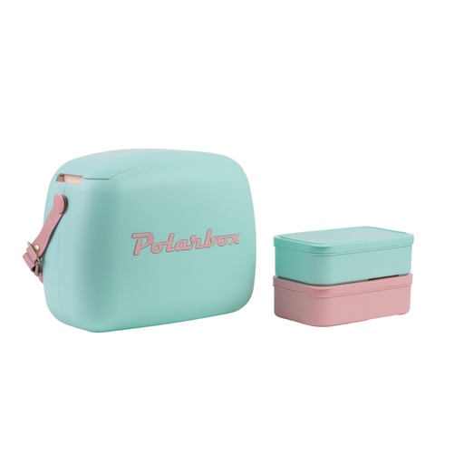 [PB-9348] Polarbox 6 Liters Summer Pop Cooler Bag with 2 Containers Verde Agua - Rosa / 9348