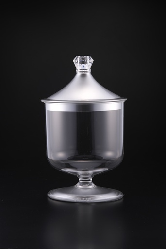 [02-795] جرة أكريلك دائرية طوية حجم كبير لون فضي