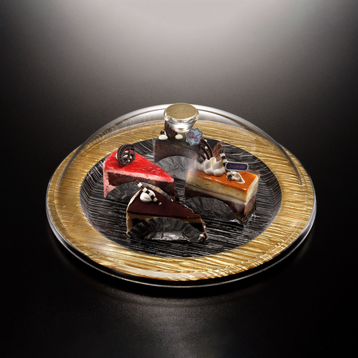 [02-853G] Vague Acrylic Serving Set Round Bark Golden 40 cm