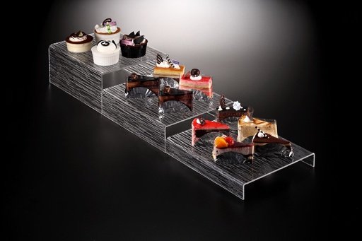 [02-858] Vague Acrylic Dessert Display Set/3 Bark Clear Taiwan