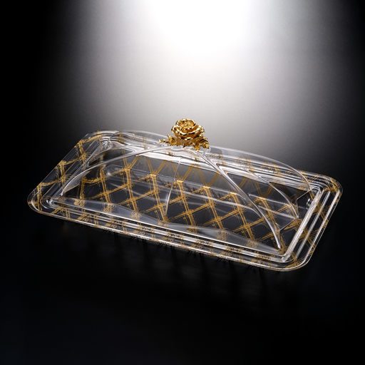 [02-877G] Vague Acrylic Rectangular Serving Set 54 cm Golden Design