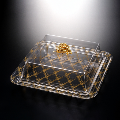 [02-879G] Vague Acrylic Square Serving Set 47.5 cm Golden Design