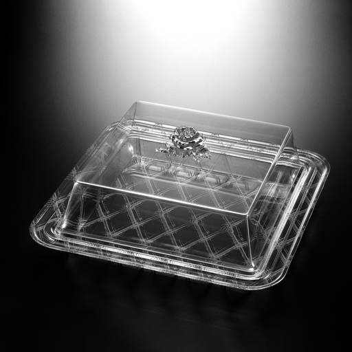 [02-879S] Vague Acrylic Square Serving Set 47.5 cm Silver Design