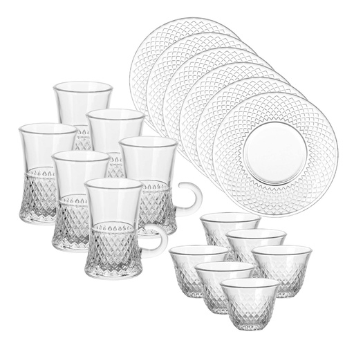[04-638] Glass 18 Pcs Tea & Coffee Set - Nexus Design