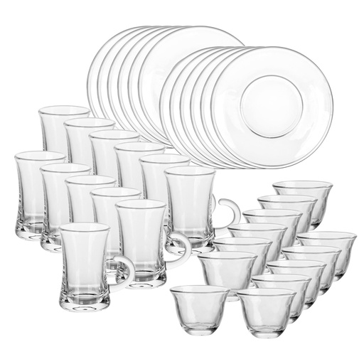 [04-643] Glass 36 Pcs Tea & Coffee Set - Plain
