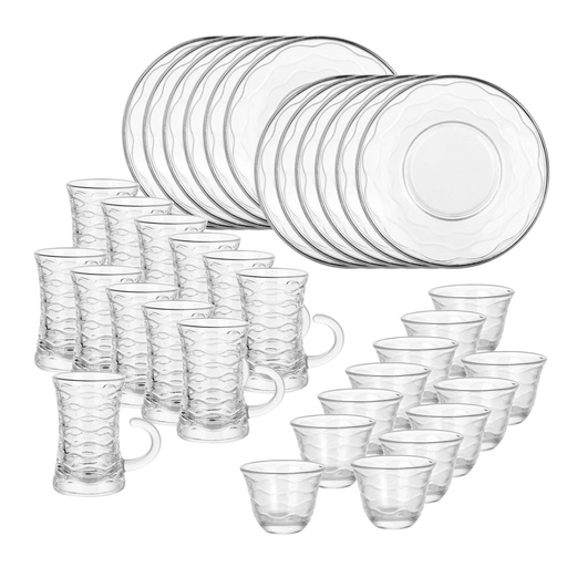 [04-644] Glass 36 Pcs Tea & Coffee Set - Swirl Design