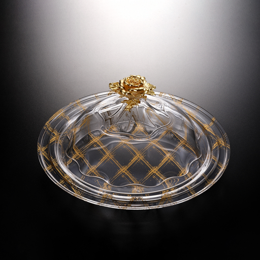 [02-884G] Vague Acrylic Round Serving Set 37.5 cm Golden Design