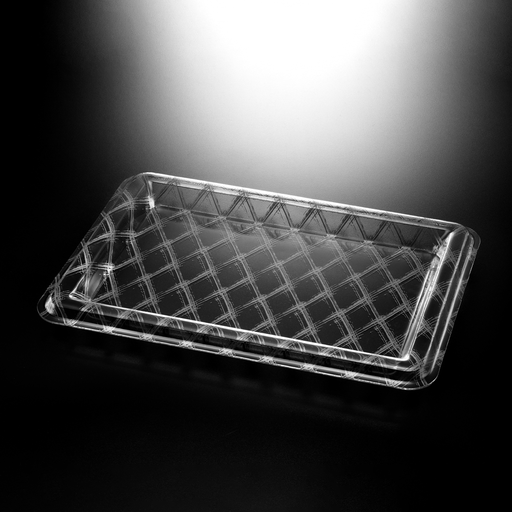 [02-887S] Vague Acrylic Rectangular Tray 55 cm Silver
