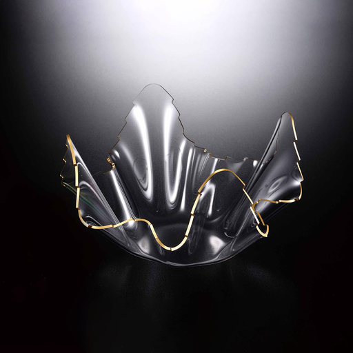 [02-896] وعاء أكريلك لتقديم الفاكهة لون ذهبي 24.5 سم