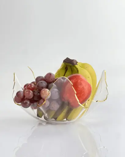 [02-899] Vague Acrylic Golden Fruit Bowl 40 cm