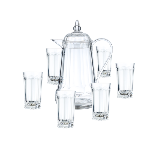 [02-920] Vague Acrylic Transparent Acrylic Water Jug with6 Water Cups