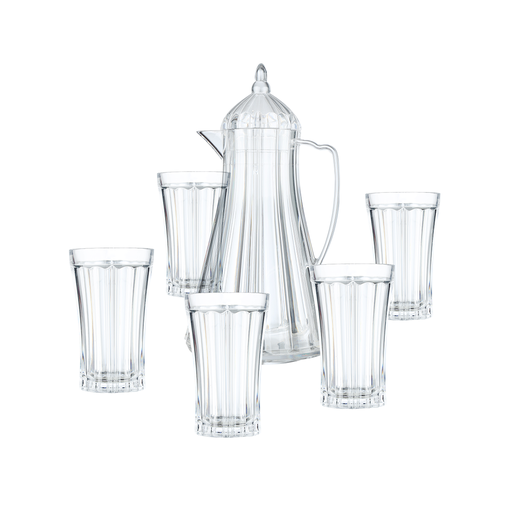 [02-922] Vague Acrylic Transparent Acrylic Water Jug with6 Water Cups