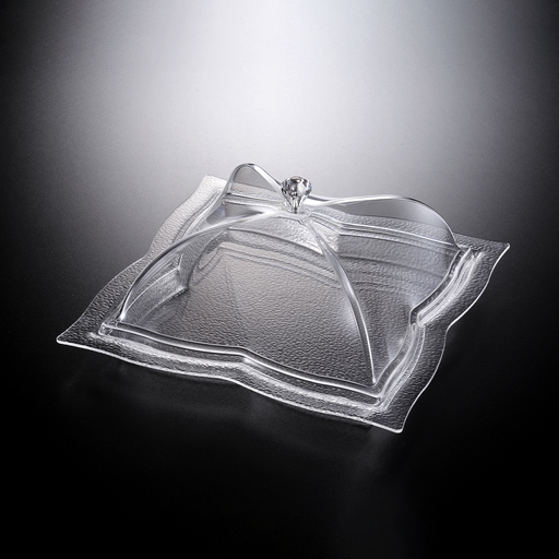 [02-989] Vague Acrylic Square Dessert Serving Set Clear 40 cm