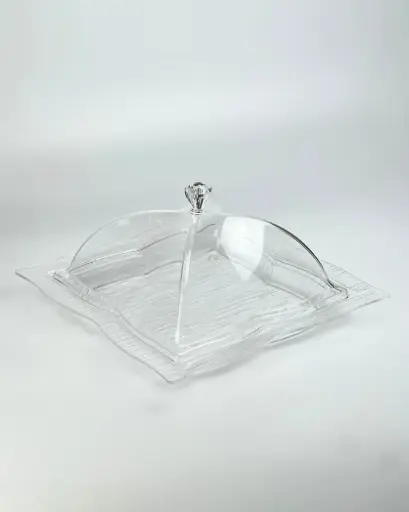 [02-991] Vague Acrylic Square Dessert Serving Set Clear 30 cm