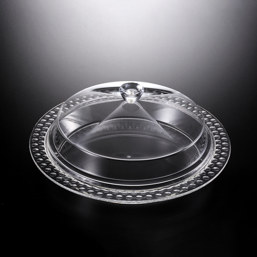 [02-993] Vague Acrylic Dessert Serving Set Round Clear M