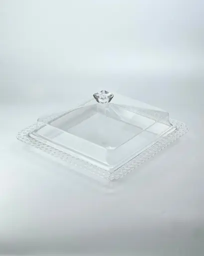 [02-995] Vague Acrylic Dessert Serving Set Square Clear L