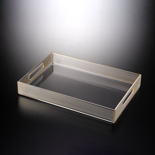 [02-999G] Vague Acrylic Serving Tray 43 cm x 30.5 cm x 5 cm Golden