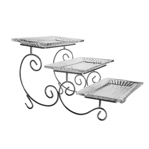[04-087] Vague 3 Tier Glass Cake Serving Set 27.5 cm x 16 cm