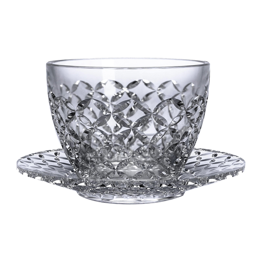 [04-484] Vague Crystal 12 Piece Pudding Glass Bowls  with Saucers 3"