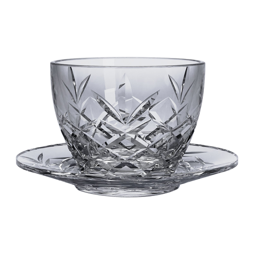 [04-485] Vague Frost 12 Piece Pudding Glass Bowls with Saucers 3"